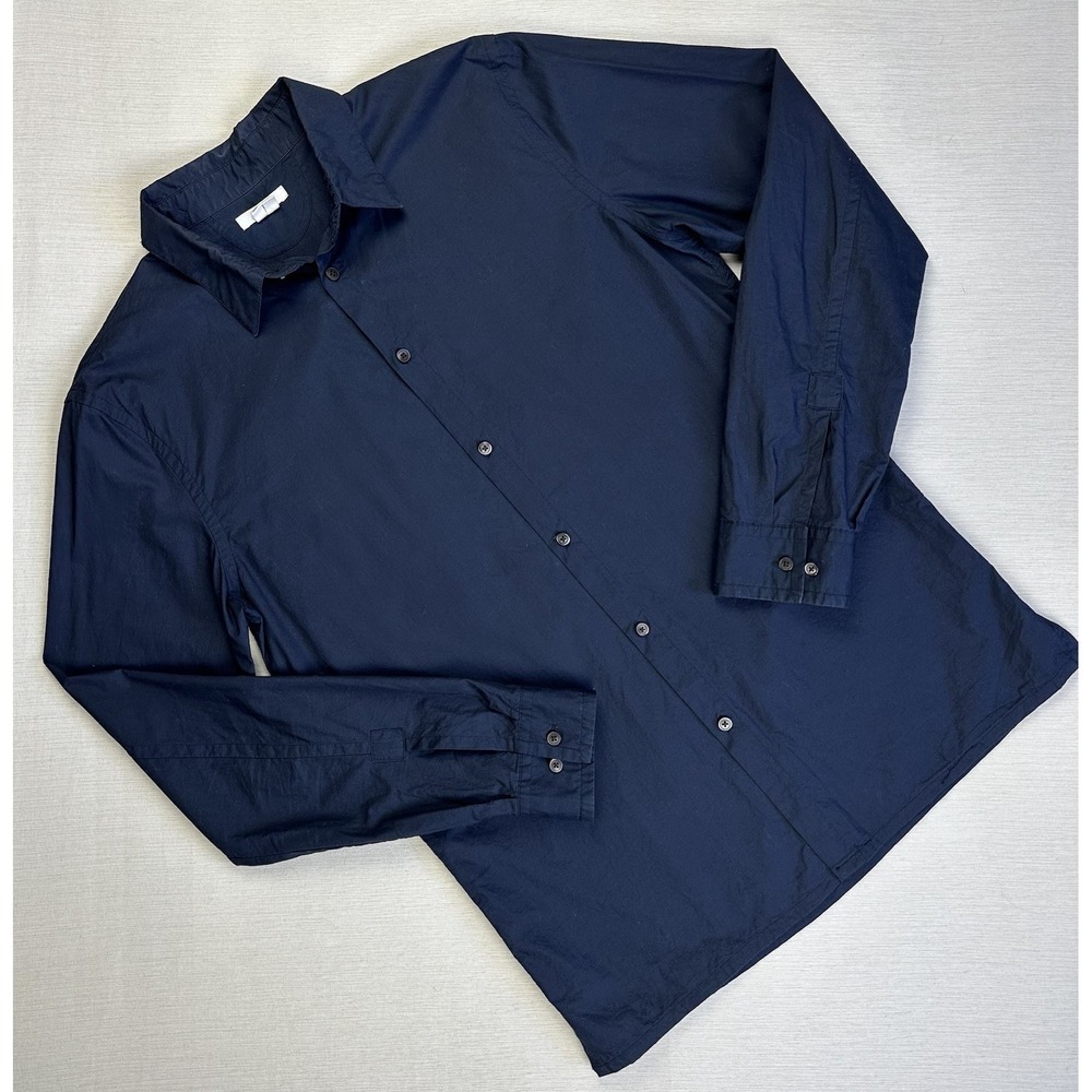 Helmut Lang Slim Fit Button Shirt Men Large Navy Blue Corpcore Business Office